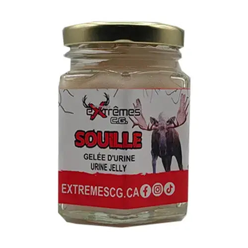 Extreme CG product alongside a 110ml bottle of souille gelée d'urine, showcasing a vibrant and dynamic arrangement that highlights the unique features of both items.