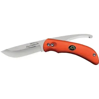 Outdoor Edge SWING-BLAZE knife showcasing its versatile folding design and sharp blade, ideal for outdoor activities and hunting.