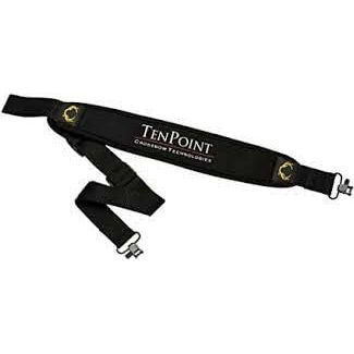 Tenpoint neoprene crossbow sling for enhanced comfort and support during hunting.