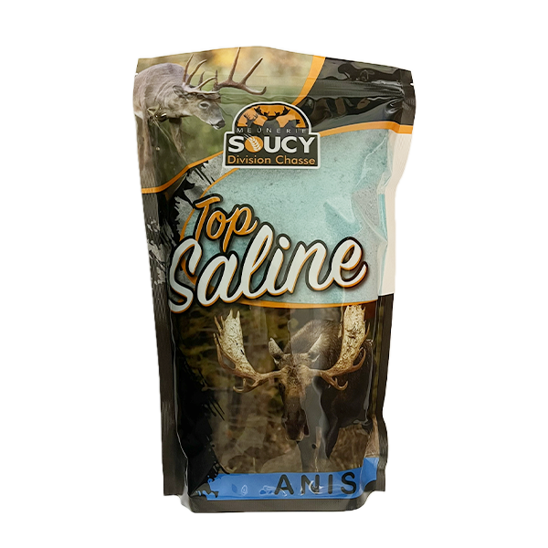 2kg package of TOP SALINE SAVEUR D'ANIS by Meunerie Soucy, featuring a vibrant design showcasing anise flavor, ideal for enhancing culinary dishes.