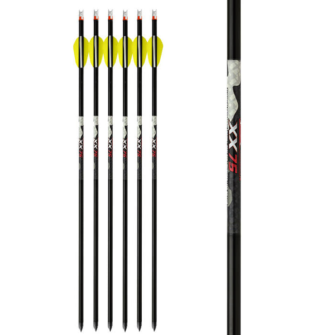 Pack of 6 Tenpoint Plus Flèches XX75 arrows with Alpha nocks, designed for precision and performance in archery.